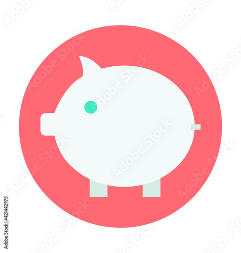 Piggy Bank Colored Vector Icon 