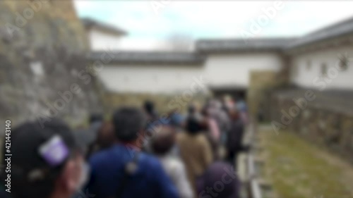 Wallpaper Mural ぼかし背景素材: 姫路城天守を目指して混み合う観光客  停滞する人々の列  人混み  4K  2019年4月撮影 Torontodigital.ca