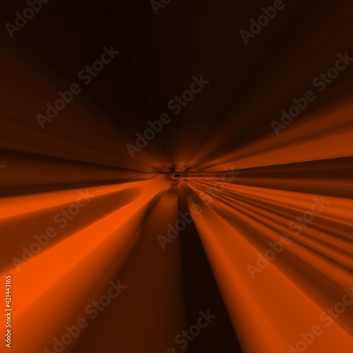 contemporary design in modern art study with abstract shapes and composition in bright orange on jet black background
