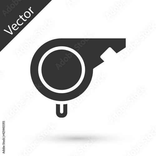 Grey Whistle icon isolated on white background. Referee symbol. Fitness and sport sign. Vector