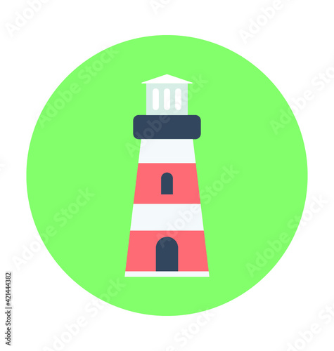 Lighthouse Colored Vector Icon 