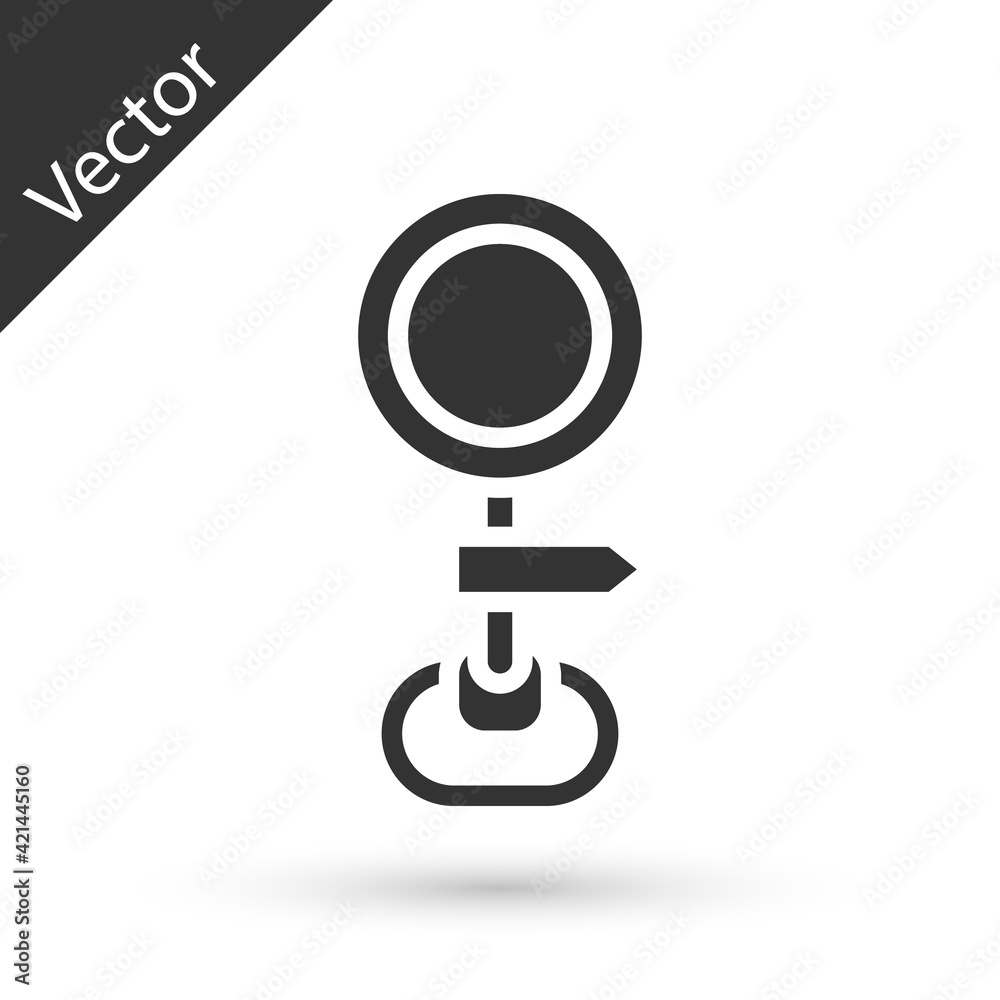 Grey Road traffic sign. Signpost icon isolated on white background. Pointer symbol. Isolated street information sign. Direction sign. Vector Grey Road traffic sign. Signpost icon isolated on white background. Pointer symbol. Isolated street information sign. Direction sign. Vector