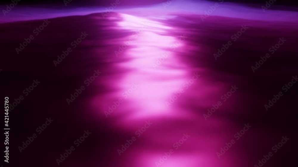 Flight over water, futuristic neon ocean. Flight over water, futuristic neon ocean.