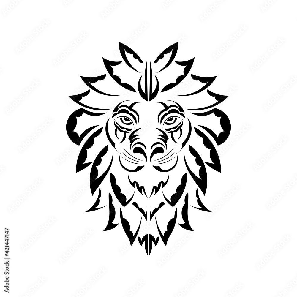 Lion tattoo on a white background. Maori-style lion face. Vector Lion tattoo on a white background. Maori-style lion face. Vector