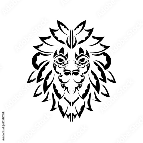 Polynesian style lion face. Vector