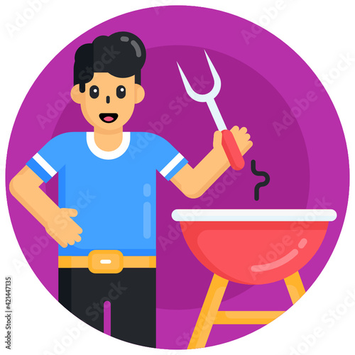 
Barbecue grill flat rounded icon 


