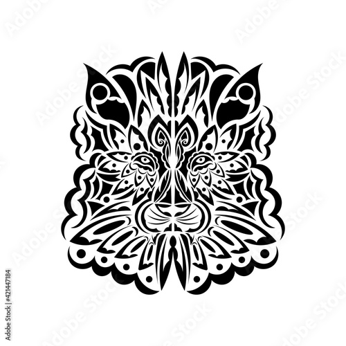 Maori style lion face. Vector illustration.