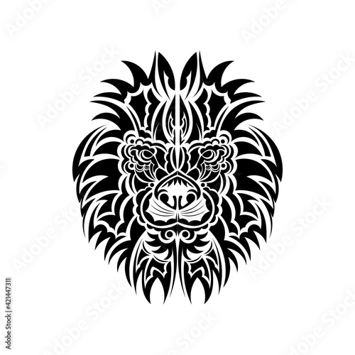 Vector illustration Mayan lion face.