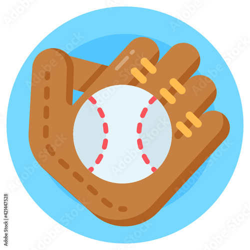 
Baseball glove icon in flat design.

