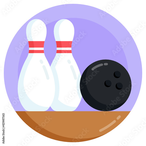 
Bowling game icon in flat rounded vector design.

