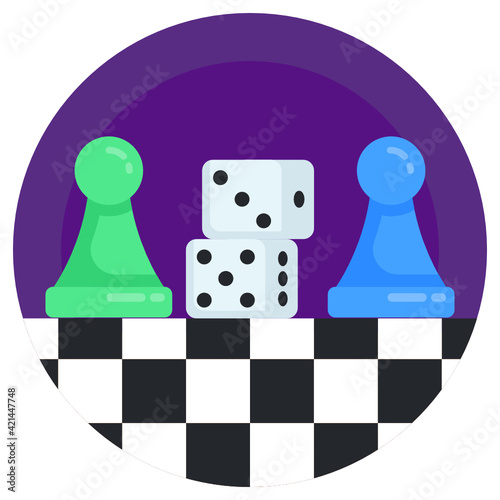 
Dices denoting flat rounded icon of board game 

