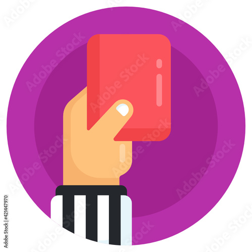 
Hand with card denoting flat style icon of referee card

