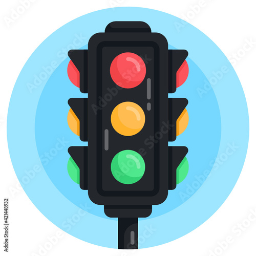 
Trendy flat style icon of traffic lights 

