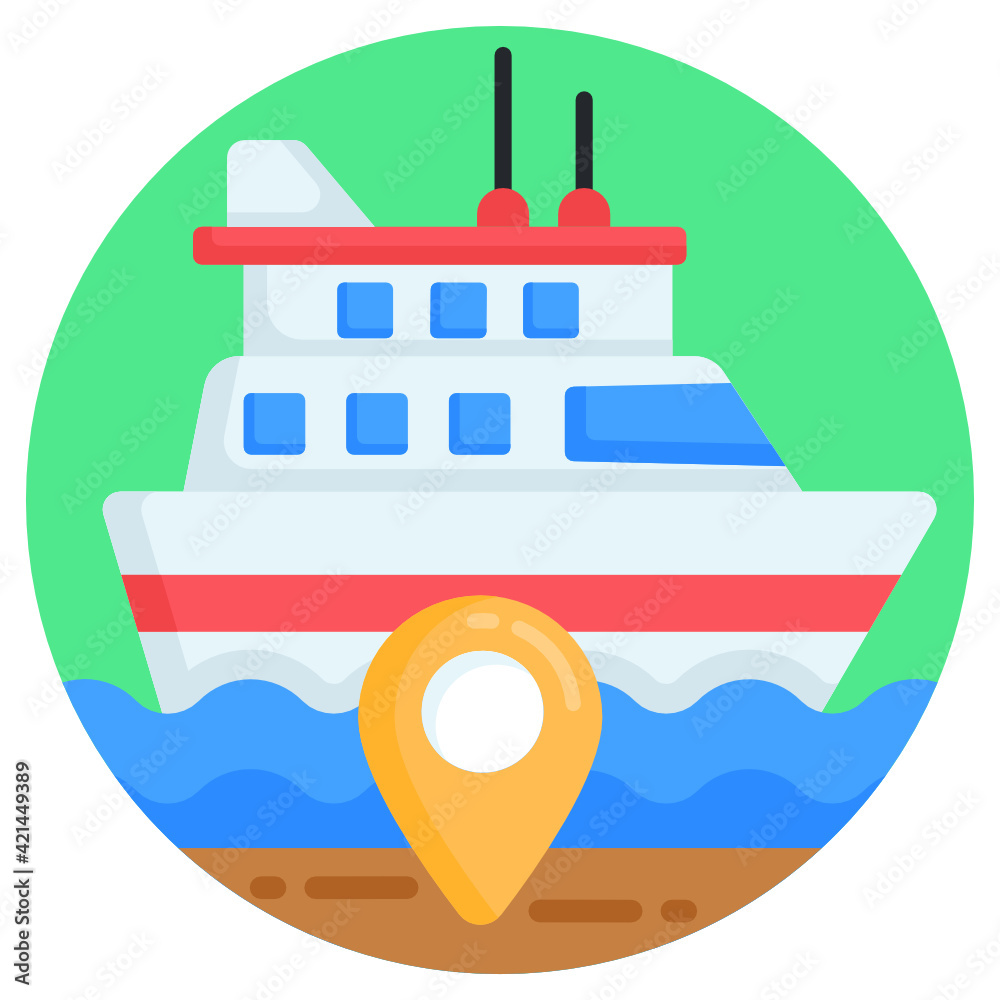 Obraz premium A cruise location flat editable icon