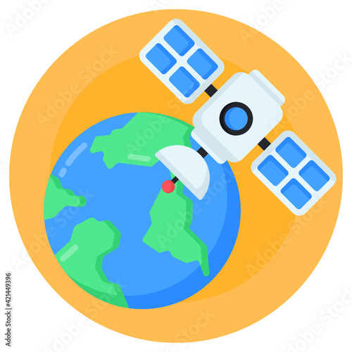 
A global satellite flat icon design 

