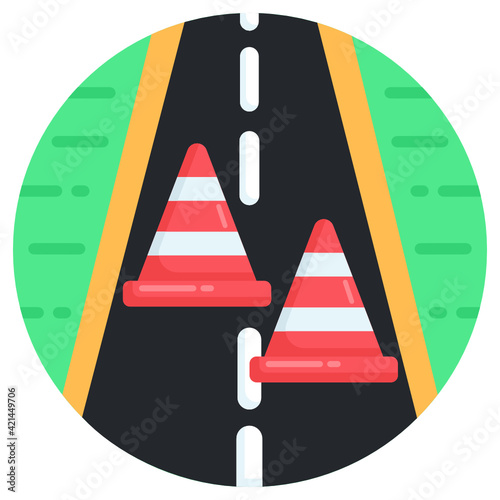  A road cones icon in flat design