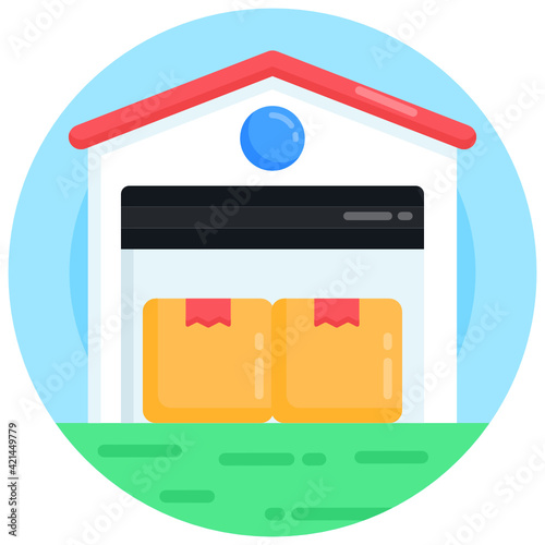 Editable flat design vector of warehouse 