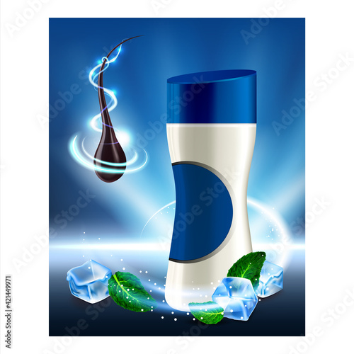 Anti-dandruff Shampoo For Men Promo Banner Vector