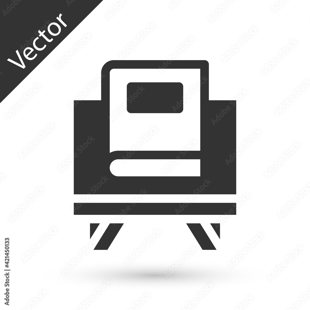 Grey Holy book of Koran icon isolated on white background. Muslim holiday, Eid Mubarak, Eid al-fitr, Ramadan Kareem. Vector Grey Holy book of Koran icon isolated on white background. Muslim holiday, Eid Mubarak, Eid al-fitr, Ramadan Kareem. Vector