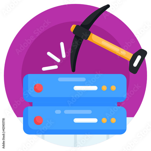 
Icon of data mining flat round design 

