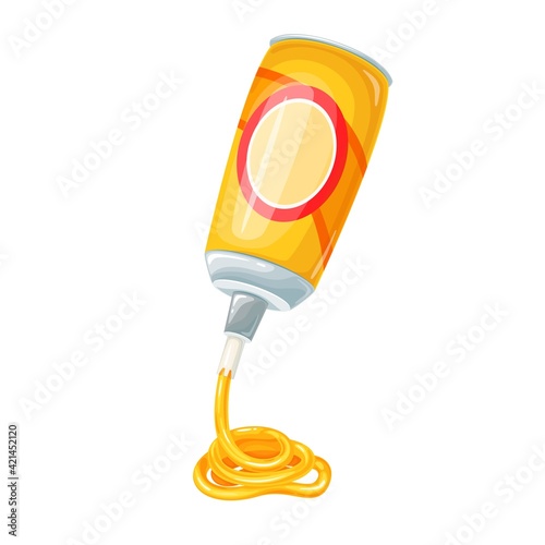 Spray cheese, cheese in a can, extruded, aerosol or squeeze. American dood vector illustration.