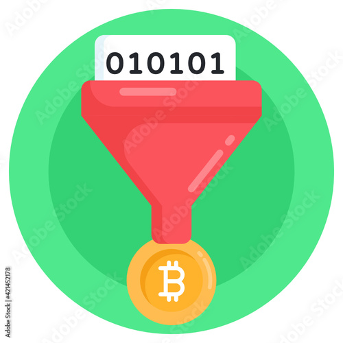 
A bitcoin filtration flat round icon 

