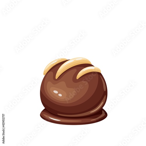 Chocolate candy cartoon vector icon. Chocolate sweets illustration for ad design confectionery shop