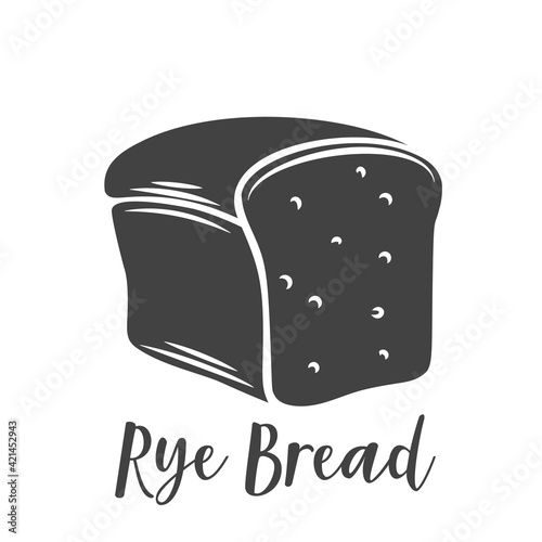 Rye bread glyph icon for bakery shop or food design,cut monochrome badge. Vector illustration.