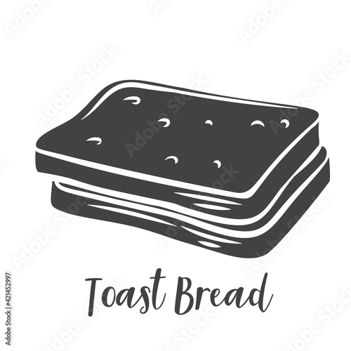Toast bread slices glyph vector, cut monochrome badge, icon for bakery shop or food design.