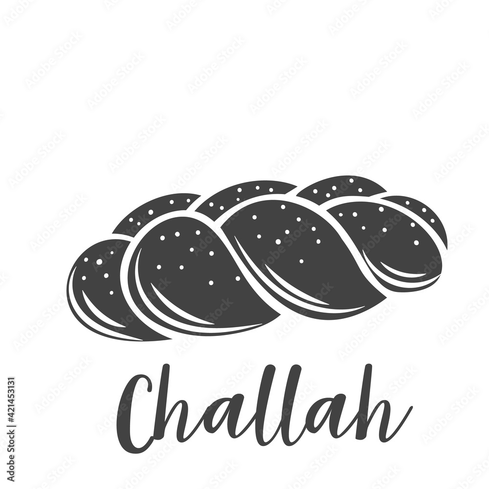 Challah bread glyph icon drawn icon for bakery shop or food design, cut monochrome badge. Vector illustration Challah bread glyph icon drawn icon for bakery shop or food design, cut monochrome badge. Vector illustration