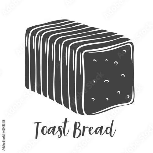 Toast bread slices glyph icon vector, cut monochrome badge, icon for bakery shop or food design.