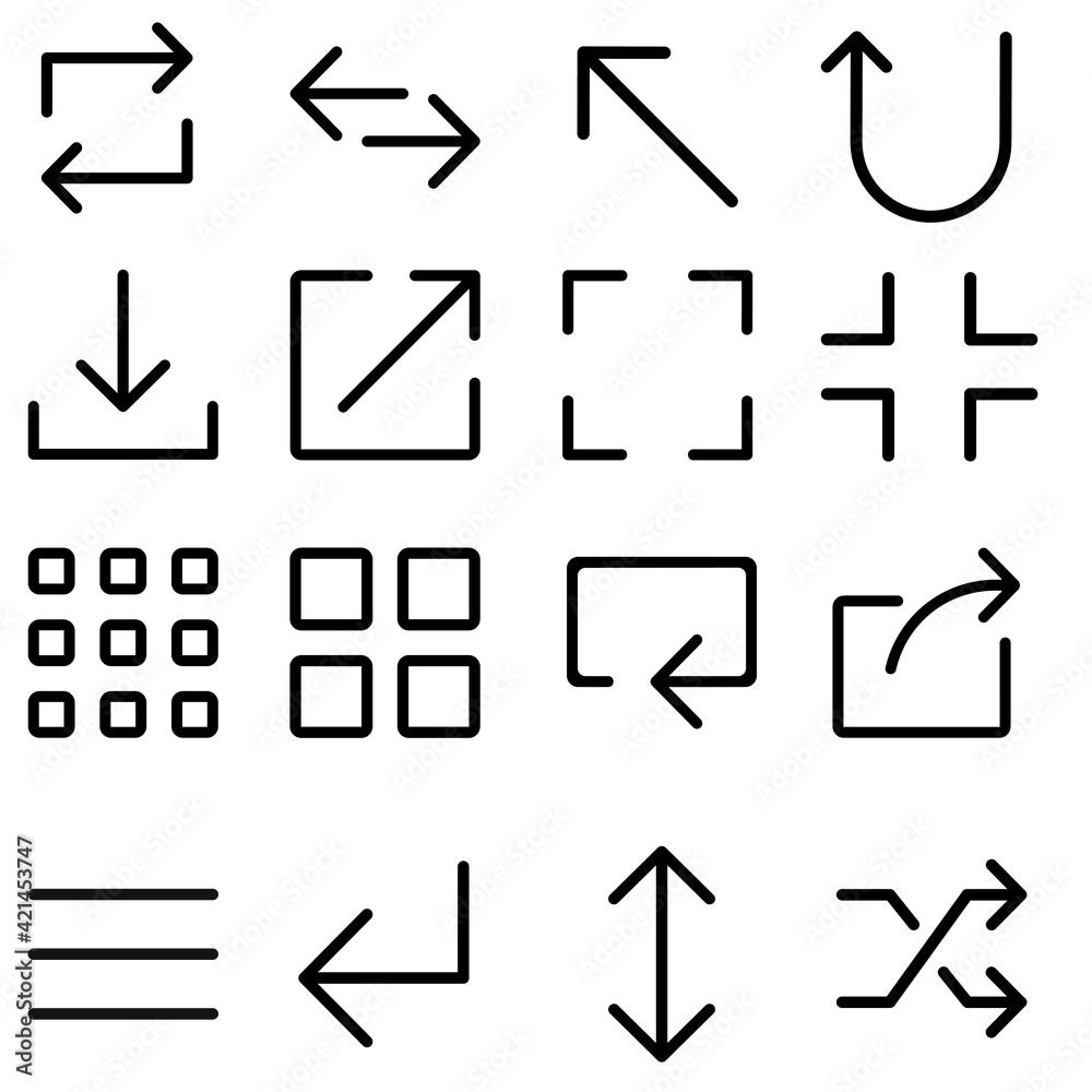 Arrows icon vector set. interface illustration sign collection. multimedia symbol or logo.
Arrows icon vector set. interface illustration sign collection. multimedia symbol or logo.