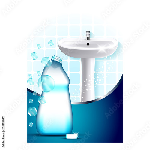 Bathroom Cleaner Creative Promo Poster Vector Illustration