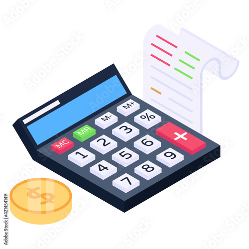 
Isometric trendy icon of tax calculation 

