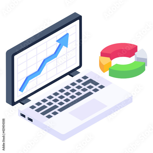 
Bitcoin mining report isometric trendy icon 

