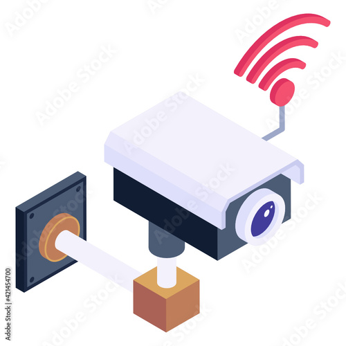 
A smart cctv camera isometric icon 

