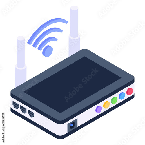 
Internet service, wireless wifi router in isometric vector 


