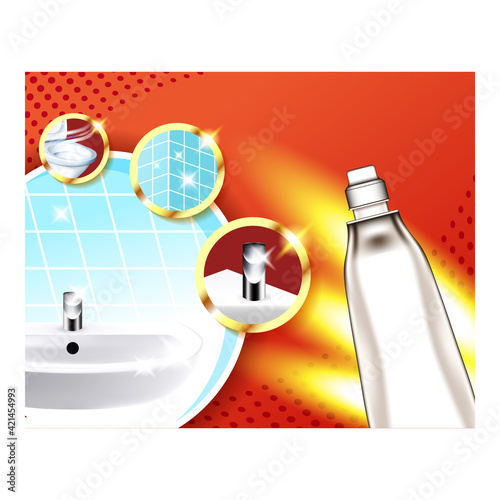 Bathroom Cleaner Bright Promotional Banner Vector Illustration