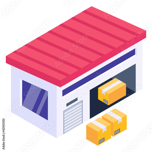 
Editable isometric design vector of warehouse 

