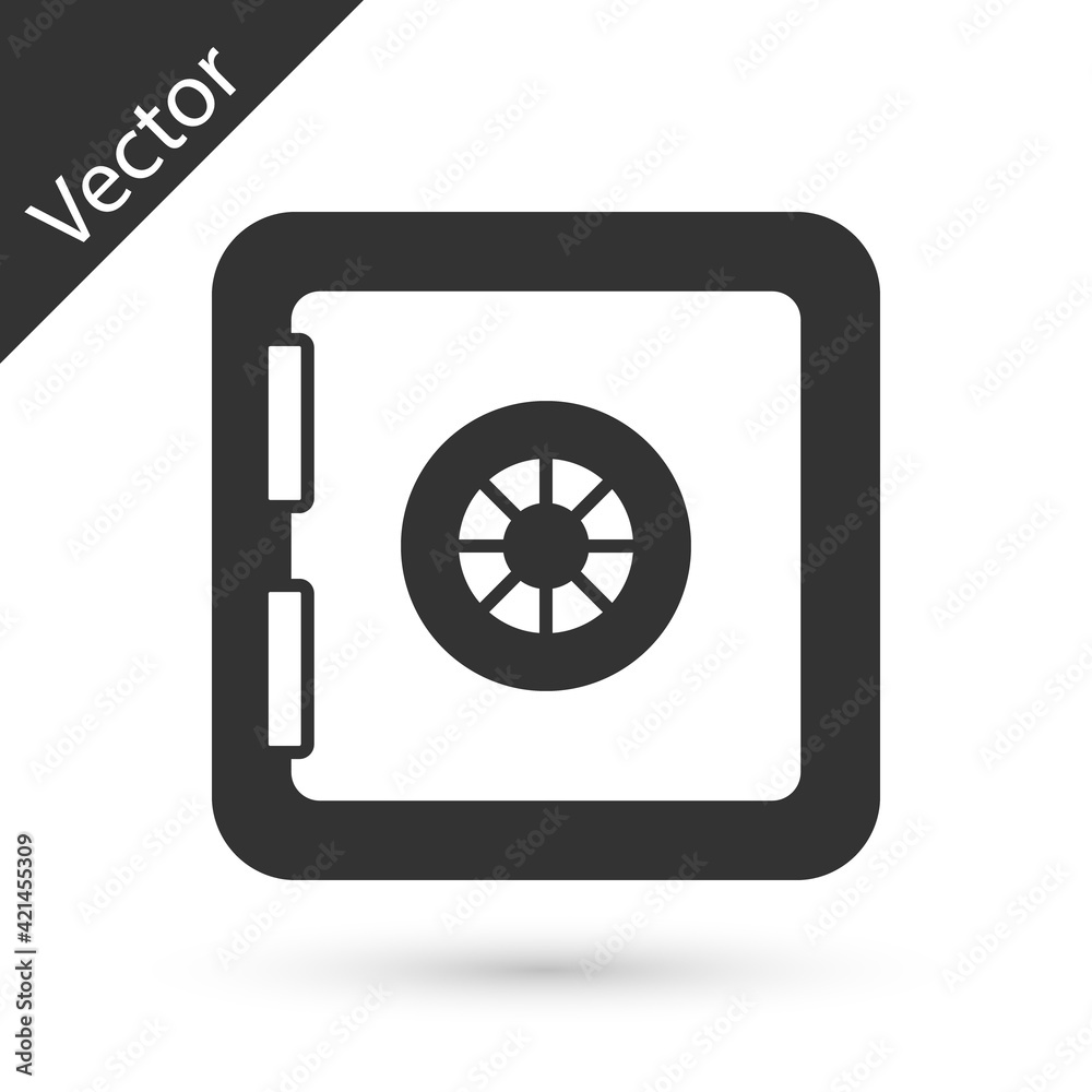 Grey Safe icon isolated on white background. The door safe a bank vault with a combination lock. Reliable Data Protection. Vector