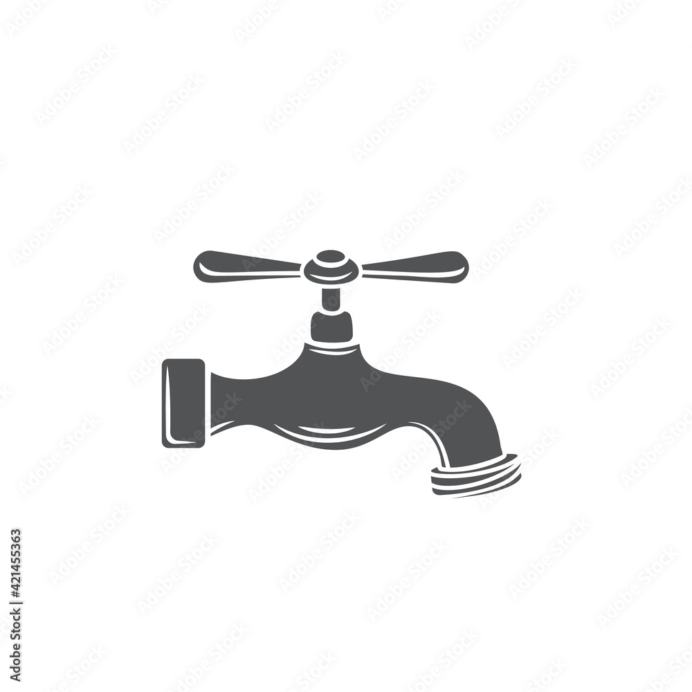 Plumbing tap glyph icon, vector cut monochrome badge. Plumbing icon for house plumbing promotion design Plumbing tap glyph icon, vector cut monochrome badge. Plumbing icon for house plumbing promotion design