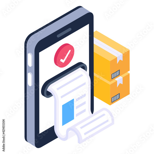 
Card inside mobile denoting isometric icon of payment method 

