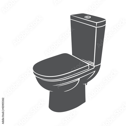 Badge toilet glyph icon, vector cut monochrome badge for house plumbing promotion design