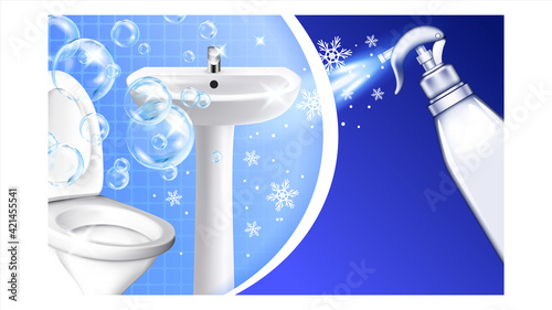 Bathroom Cleaner Creative Advertise Poster Vector Illustration