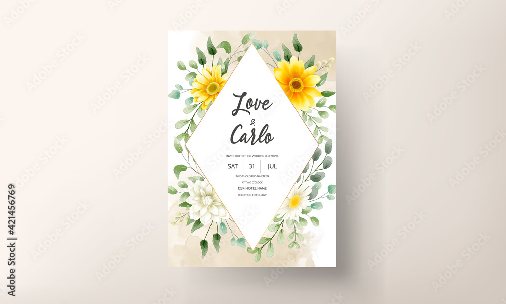 Hand Drawing Beautiful Floral Wedding Card Design