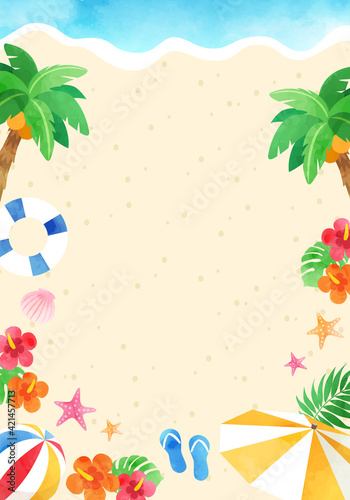 Wallpaper Mural 夏のトロピカルなベクターイラストフレーム背景(風景)コピースペース Torontodigital.ca