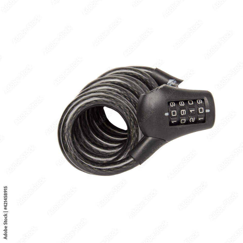 Black Bicycle Combination Lock Isolated on White Background Black Bicycle Combination Lock Isolated on White Background
