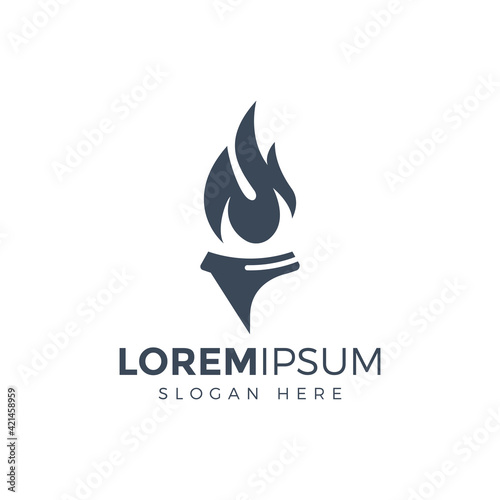 creative torch logo design vector illustration