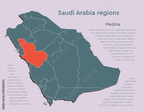 Vector map Saudi Arabia divided regions  Medina