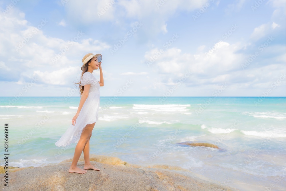 Portrait beautiful young asian woman relax smile leisure around beach sea ocean Portrait beautiful young asian woman relax smile leisure around beach sea ocean
